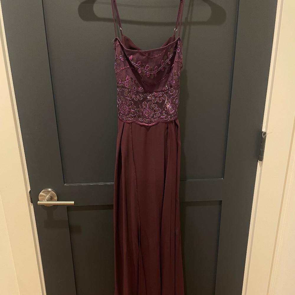 Purple embroidered prom dress